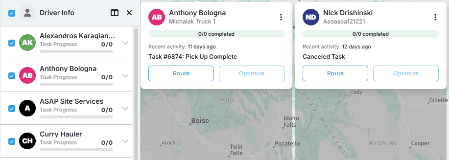 Navigating to a specific driver's column