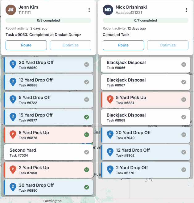 Driver column action menu