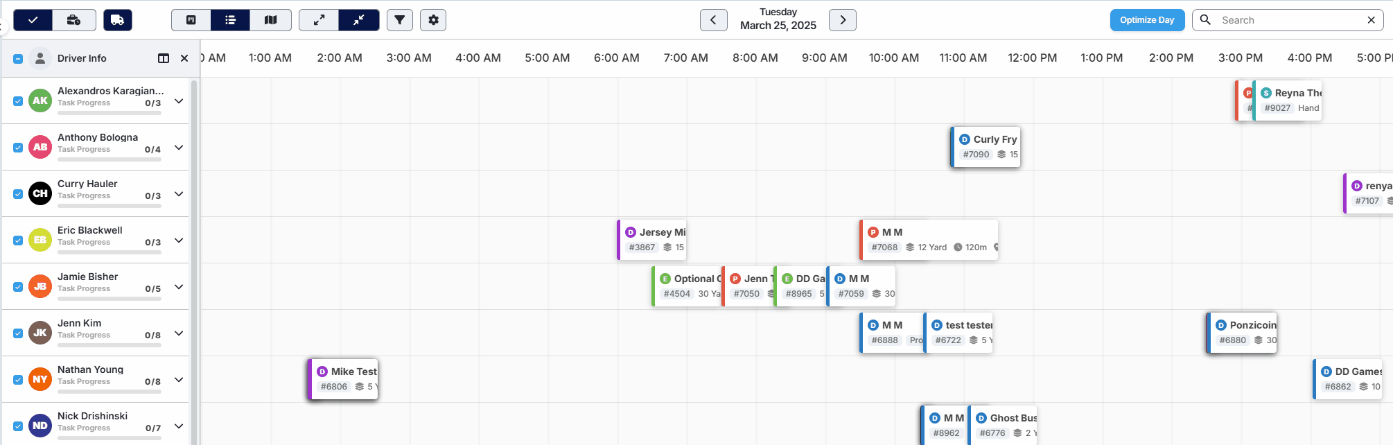 Expanding driver in Driver Info List for Timeline details