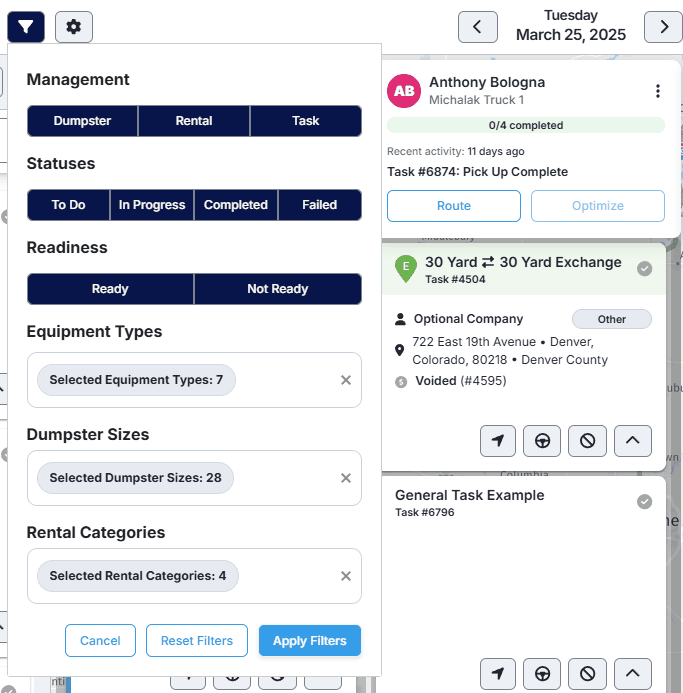 Active filter indication dot